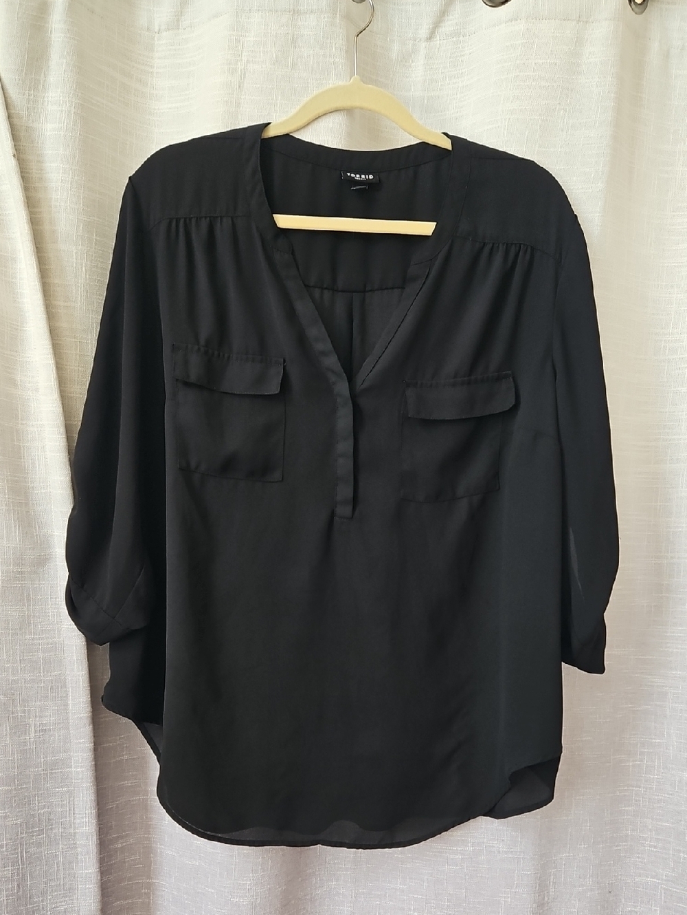 torrid Black V-Neck Utility Blouse